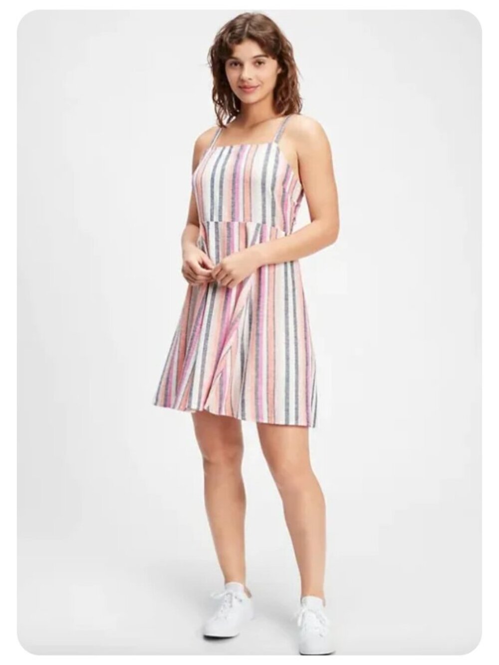NWT GAP Stripe Spaghetti Strap Cami Fit & Flare Midi Dress sz M